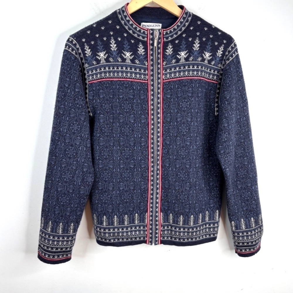 Pendleton Fair Isle Merino Wool Cardigan S Full Zip Holiday Granny Cottage Ski